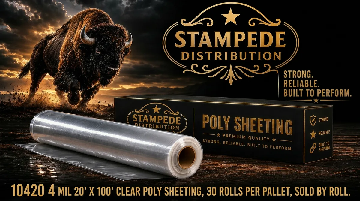 10420 4 MIL 20' X 100' CLEAR POLY SHEETING, 30 ROLLS PER PALLET, SOLD BY ROLL