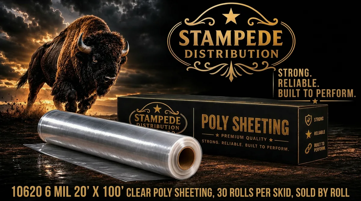 10620 6 MIL 20' X 100' CLEAR POLY SHEETING, 30 ROLLS PER SKID, SOLD BY ROLL