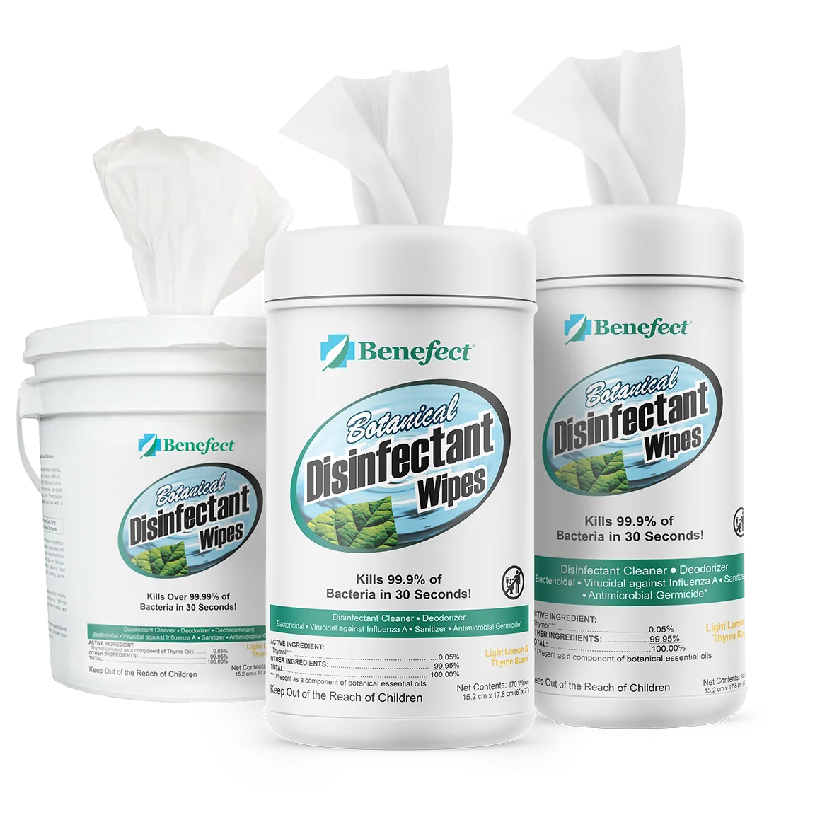 11031 BENEFECT 20376 6 X 7 BOTANICAL DISINFECTANT WIPES,250/PAIL, view 2