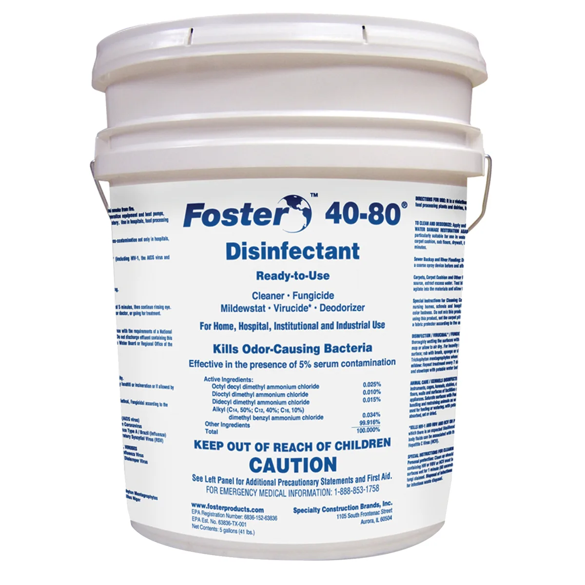 11050 FOSTER 40-80 ANTIMICROBIAL FIRST DEFENSE DISINFECTANT, 5-GALLON