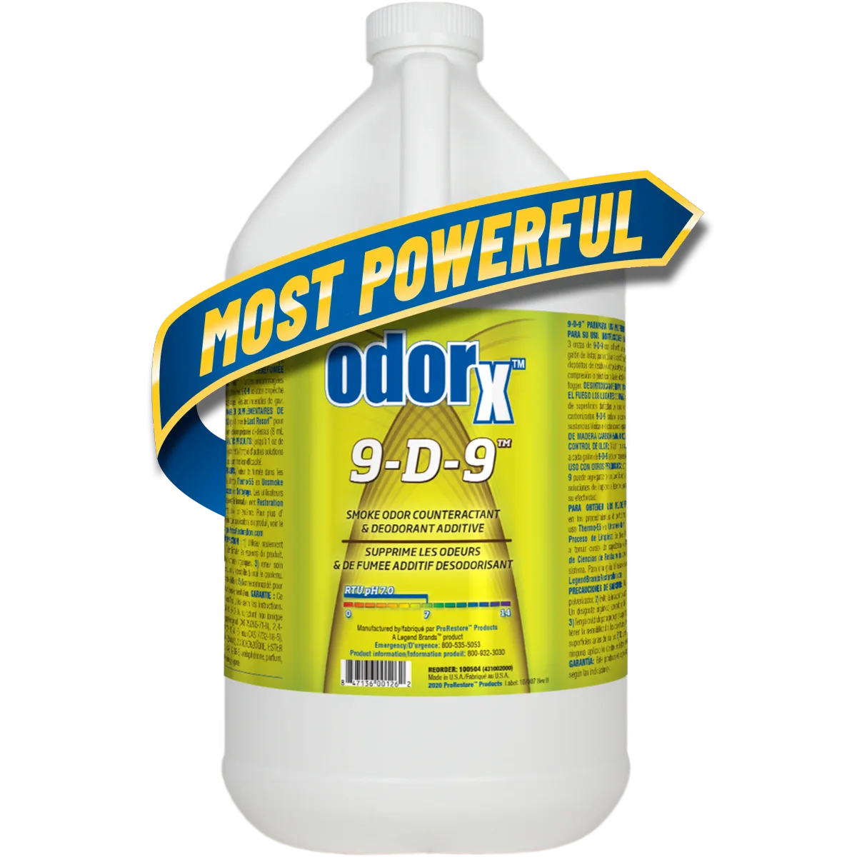 11077 ODORX 9D9, GENERAL PURPOSE SMOKE ODOR COUNTERACTANT, WATER BASED. 1-GALLON = 3.8L ITEM 100504-GL