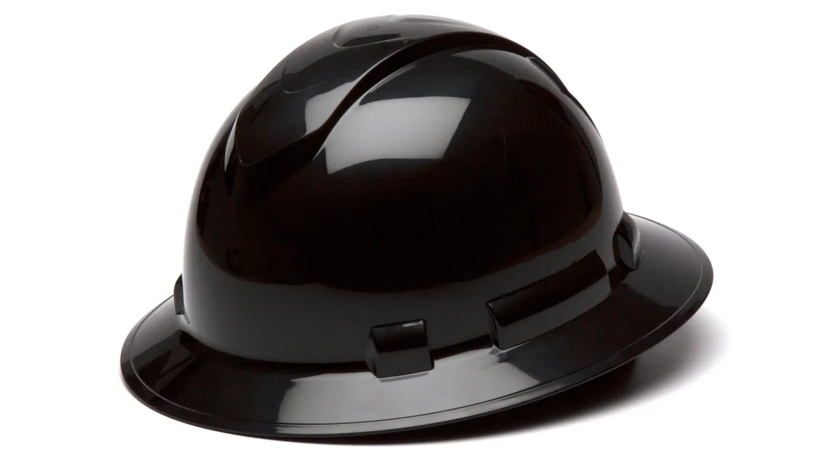 32018 PYRAMEX HPS4117V RIDGELINE FULL BRIM HARD HAT,4-PT STANDARD RATCHET SUSPENSION, AB5 MATERIAL, MATTE BLACK