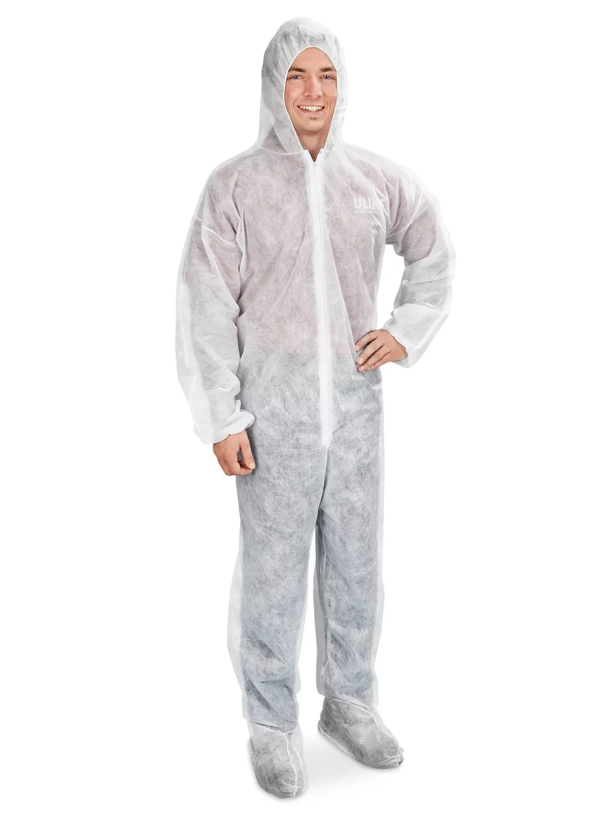 33203 4X WHITE SPUN POLY COVERALLS W/HOOD & BOOTS, ELASTIC WRIST, 25 PER CASE
