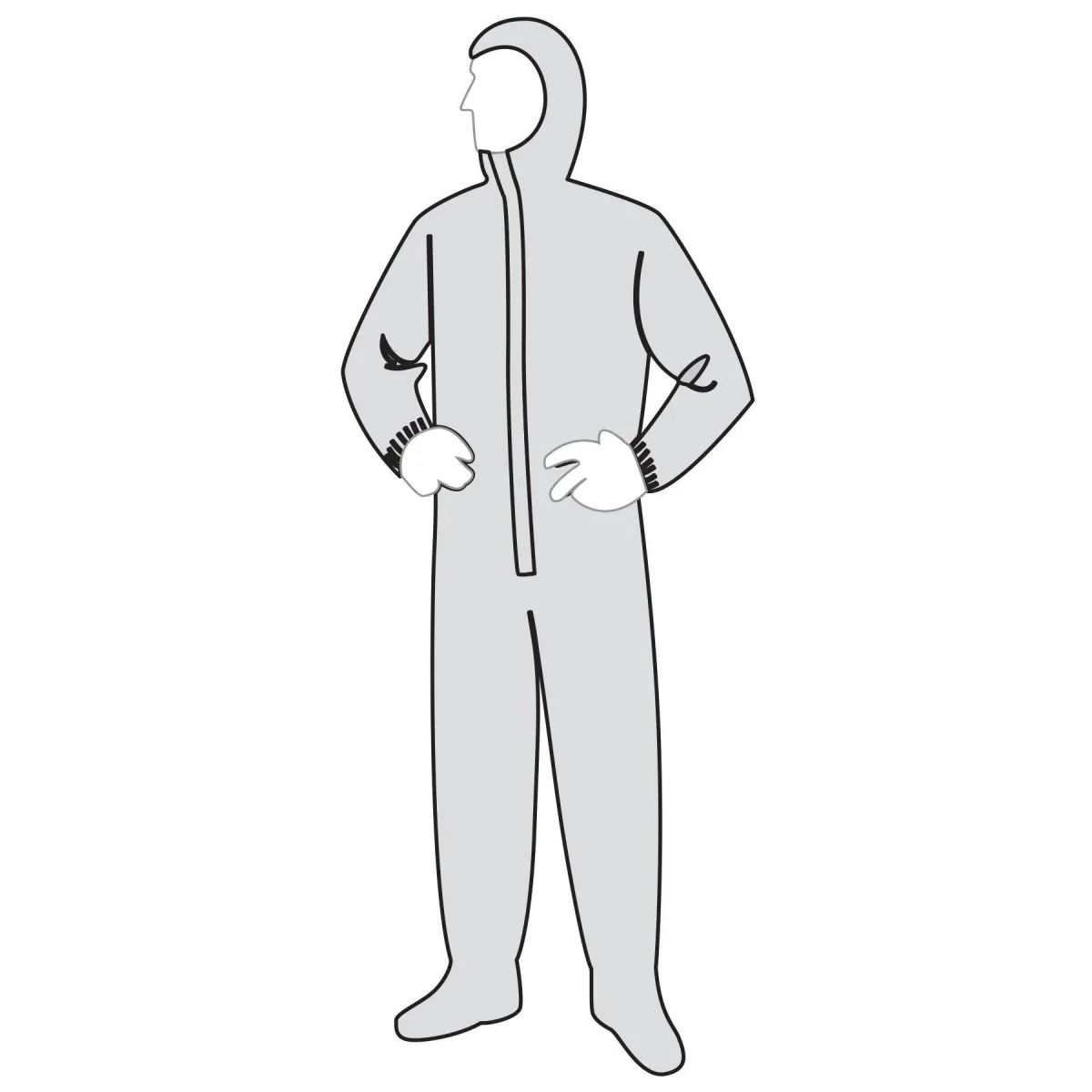 33304 2X WHITE MICROPOROUS FILM COVERALLS W/HOOD & BOOTS, ELASTIC WRIST, 25 PER CASE, ITEM C18122