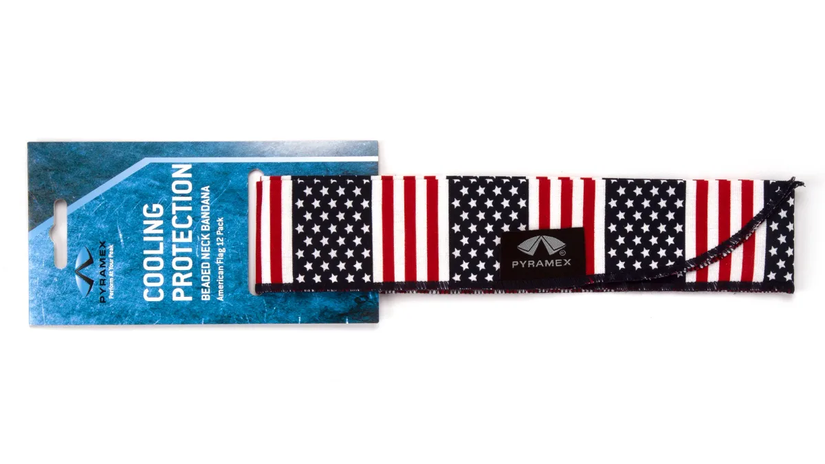 33400 PYRAMEX BEADED COOLING BANDANA, AMERICAN FLAG DESIGN, 12/PACK ITEM CNB12PKFLG, view 5