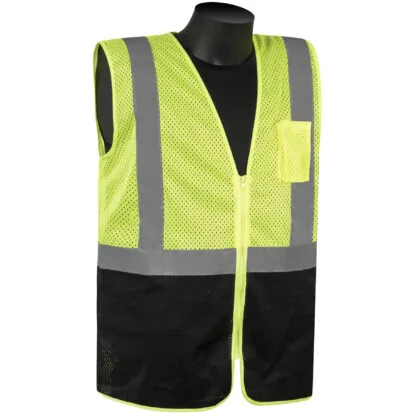 33401 #C16002QGBL ECONOMY CLASS 2 SAFETY VEST, LIME GREEN, W/REFLECTIVE STRIPES, SZ LARGE