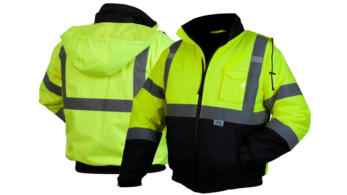 33424 PYRAMEX SAFETY-WINTER WEAR BOMBER JACKET W/QUILTED LINING, HI-VIS LIME SIZE MED. RJ3210M, view 5