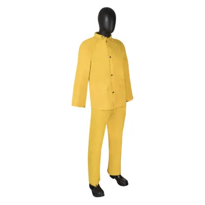 33435 RAINSUIT, .35MM, 3-PC, PVC/NYLON, JACKET W/DETACHABLE HOOD, BIB PANTS YELLOW, SZ 2-XL, DURAWEAR ITEM 1320-2X