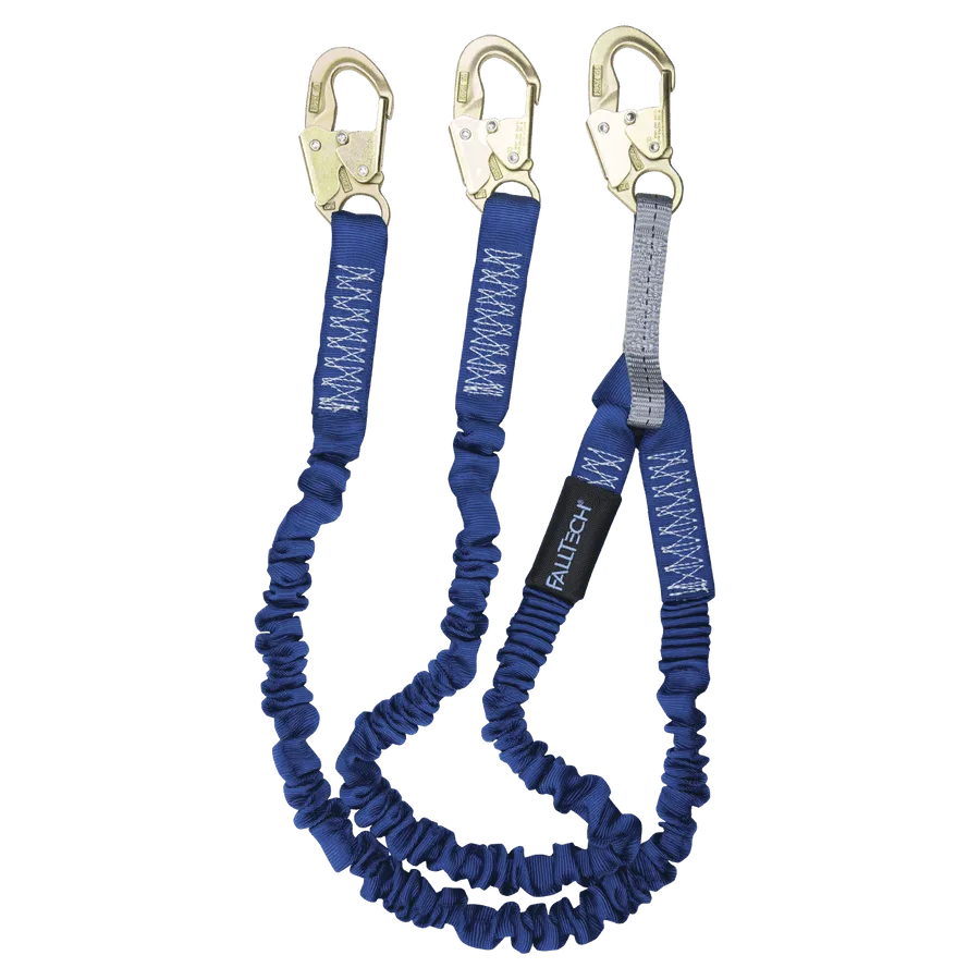 34007 FALLTECH #8240Y 6' SHOCK ABSORBING LANYARD, DOUBLE LEG, ELASTECH W/STEEL SNAP HOOKS, view 2