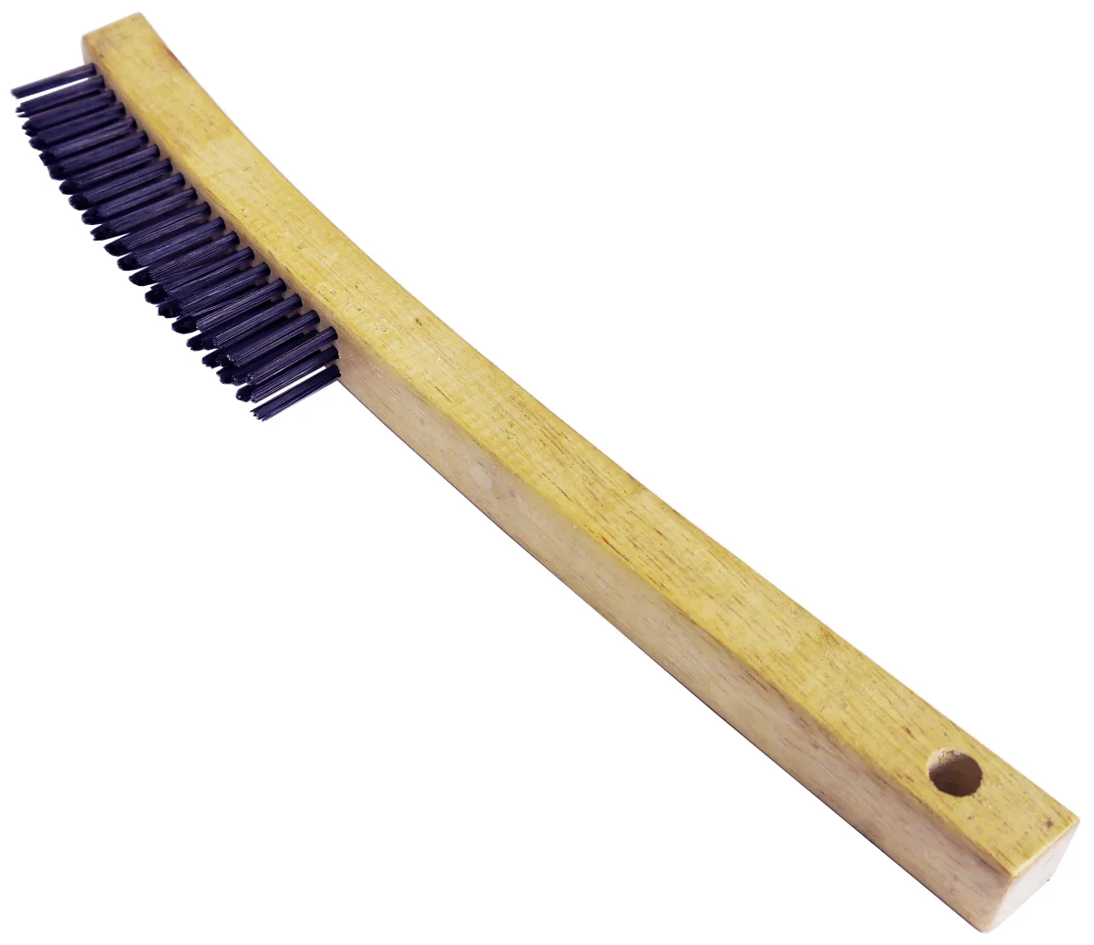 51000 MAGNOLIA 14" LARGE CURVED WOOD HANDLE WIRE BRUSH 3 X 19 ROWS, LARGE CARBON STEEL BRISTLES, #EC-1S