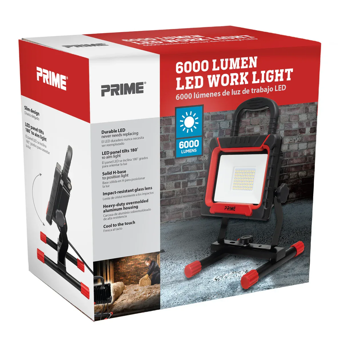 53084 PRIME WORK LIGHT, 6000 LUMEN, LED 5' POWER CORD, SOLID BASE STAND ITEM LEDWLS06