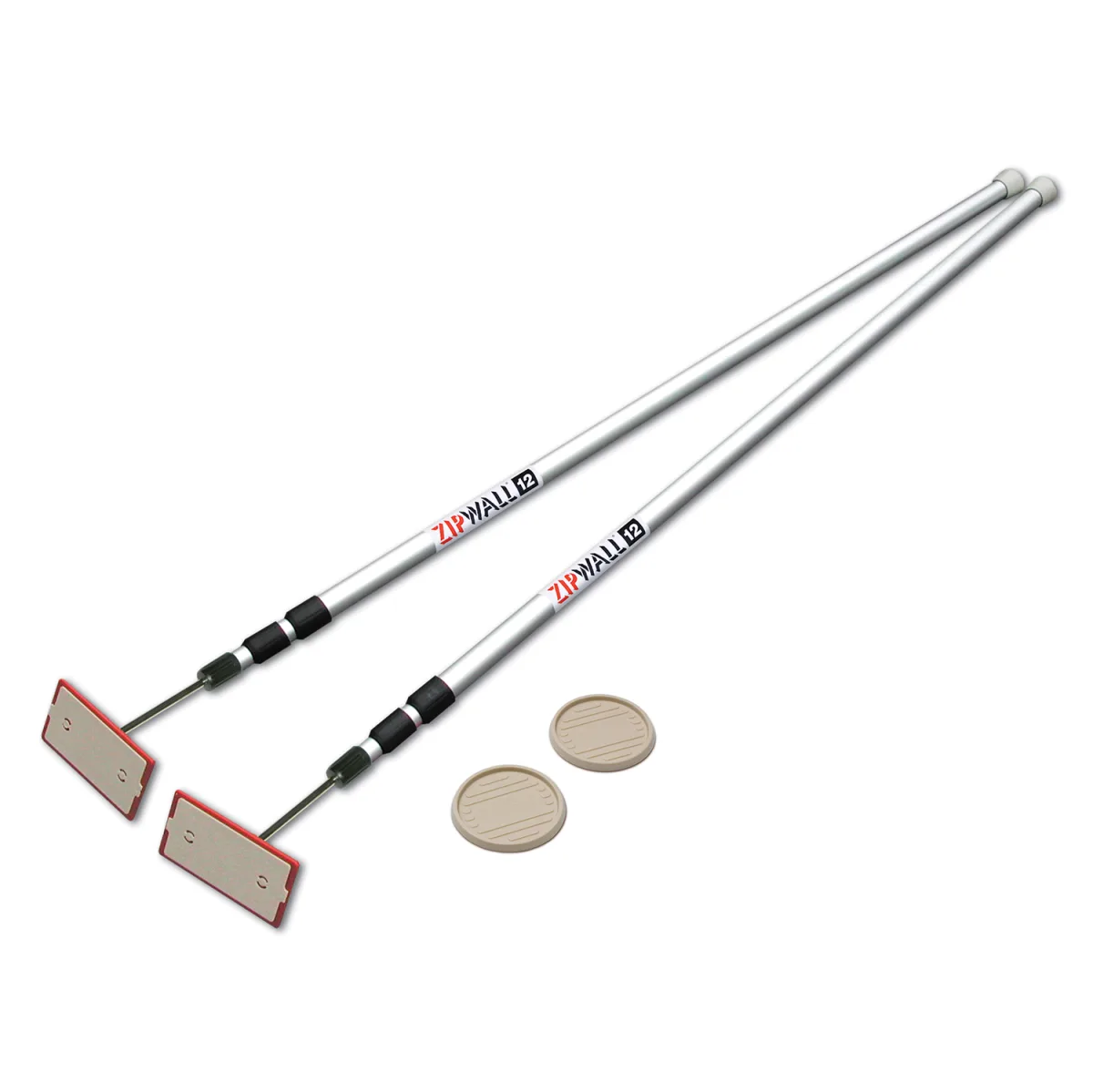 53095 #SLP2, ZIPWALL EXTENSION POLES ,12' WITH HEAD PLATE AND SLIP DISK 2 SPRING LOADED DUST BARRIER ALUMINUM POLES PER KIT,