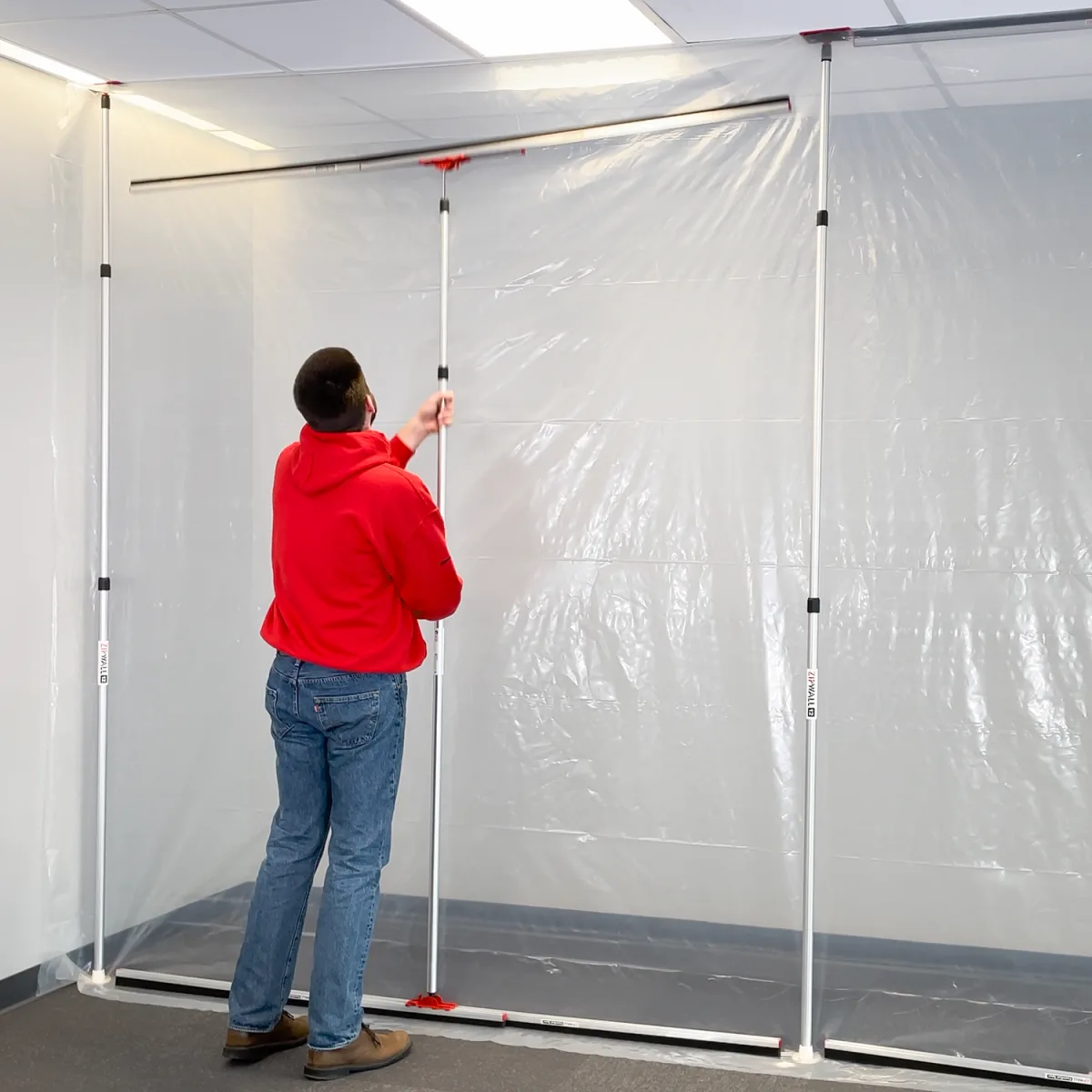 53095 #SLP2, ZIPWALL EXTENSION POLES ,12' WITH HEAD PLATE AND SLIP DISK 2 SPRING LOADED DUST BARRIER ALUMINUM POLES PER KIT,, view 5
