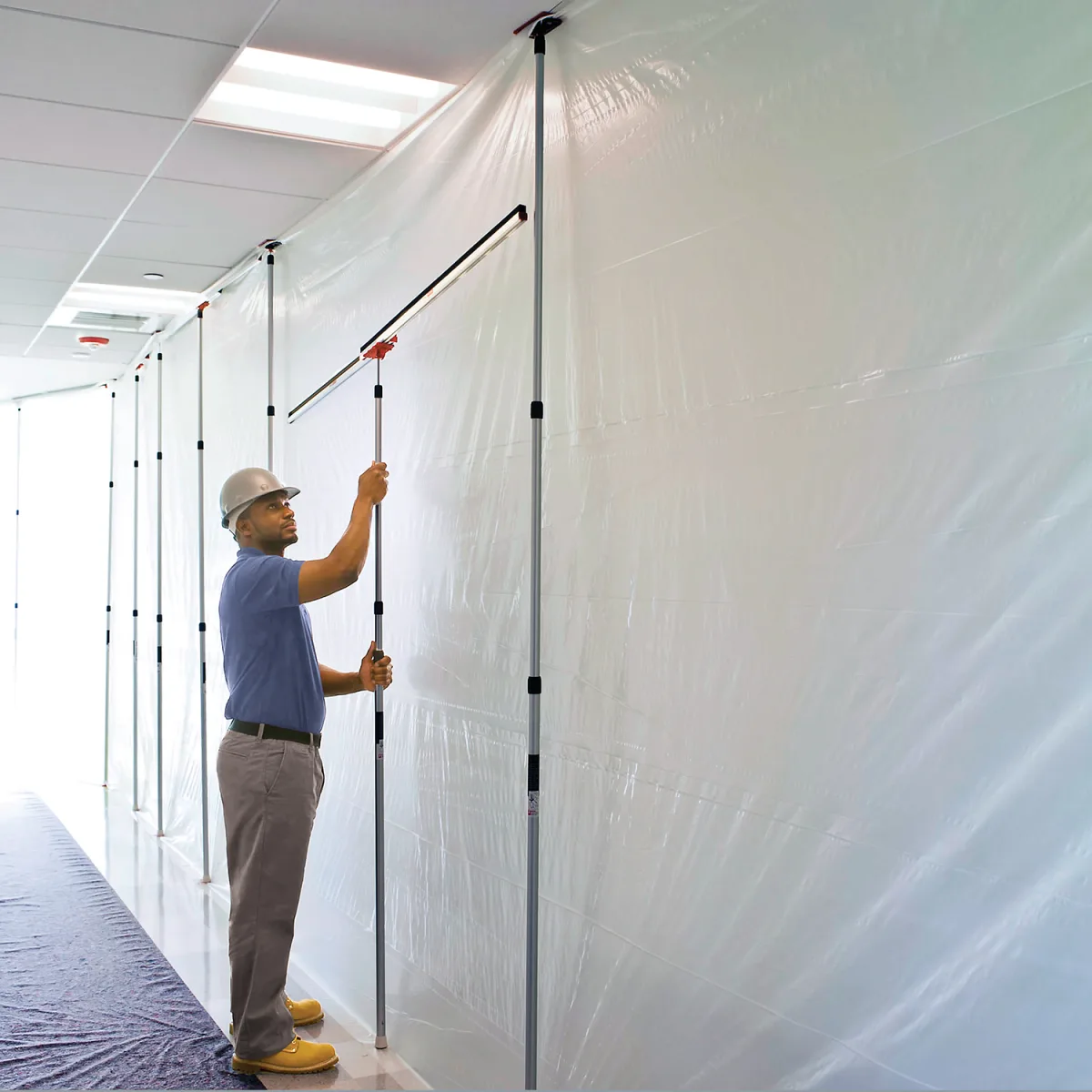 53097 #SLP6, ZIPWALL EXTENSION POLES ,12' WITH HEAD PLATE AND SLIP DISK 6 SPRING LOADED DUST BARRIER ALUMINUM POLES PER KIT,, view 2