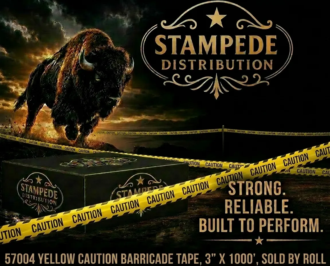 57004 YELLOW CAUTION BARRICADE TAPE, 3" X 1000', SOLD BY ROLL