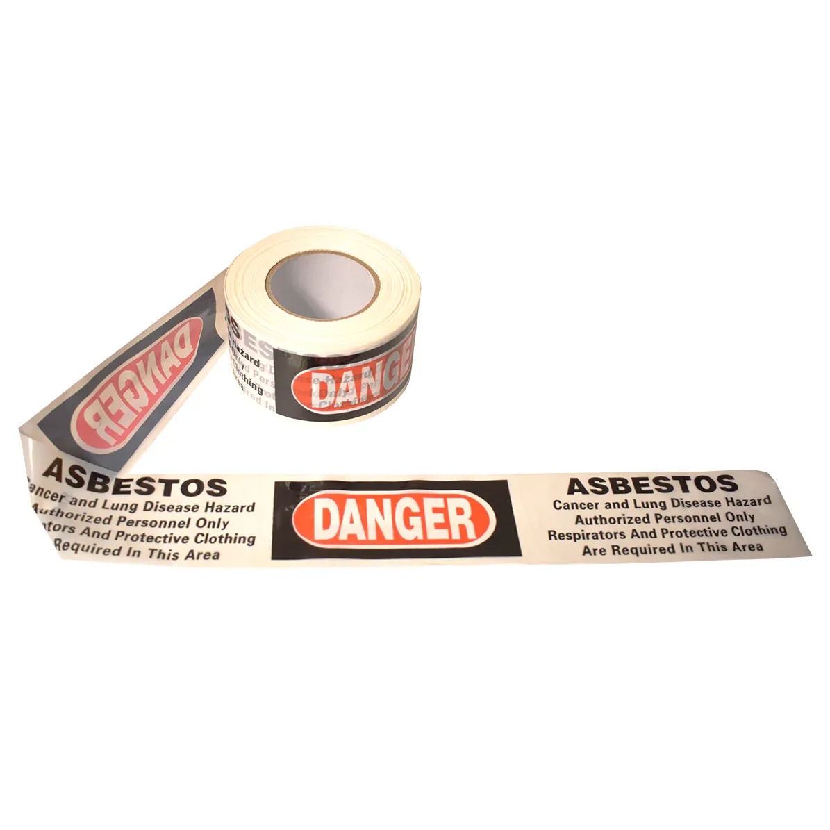 57005 RED, BLACK & WHITE ASBESTOS BARRICADE TAPE 3" X 1000', SOLD BY THE ROLL