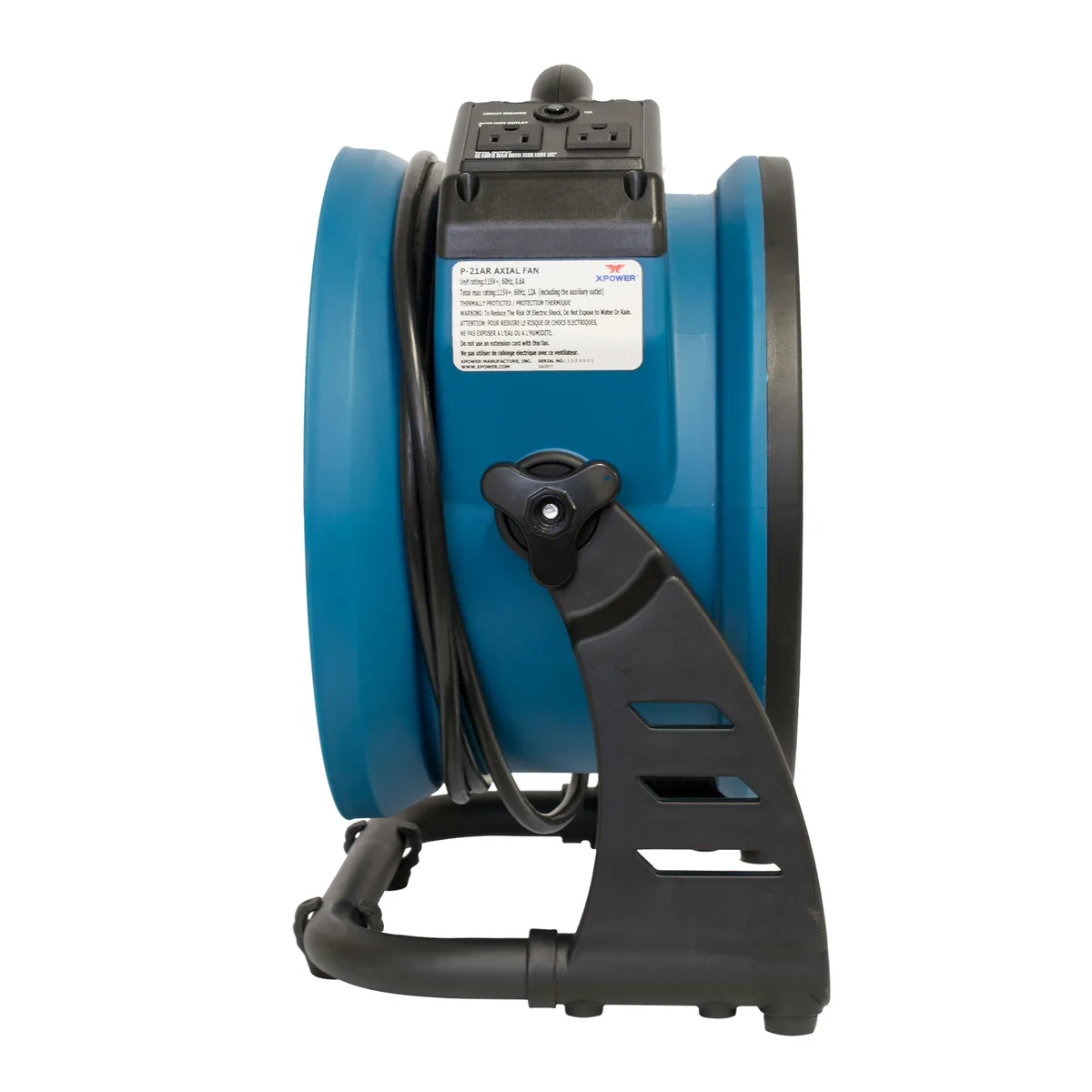 98985 XPOWER P-21AR INDUSTRIAL AXIAL AIR MOVER, 1100 CFM,0.6 AMP,AIRFLOW TO 120 FEET, STACK 6-HIGH FOR STORAGE, view 4